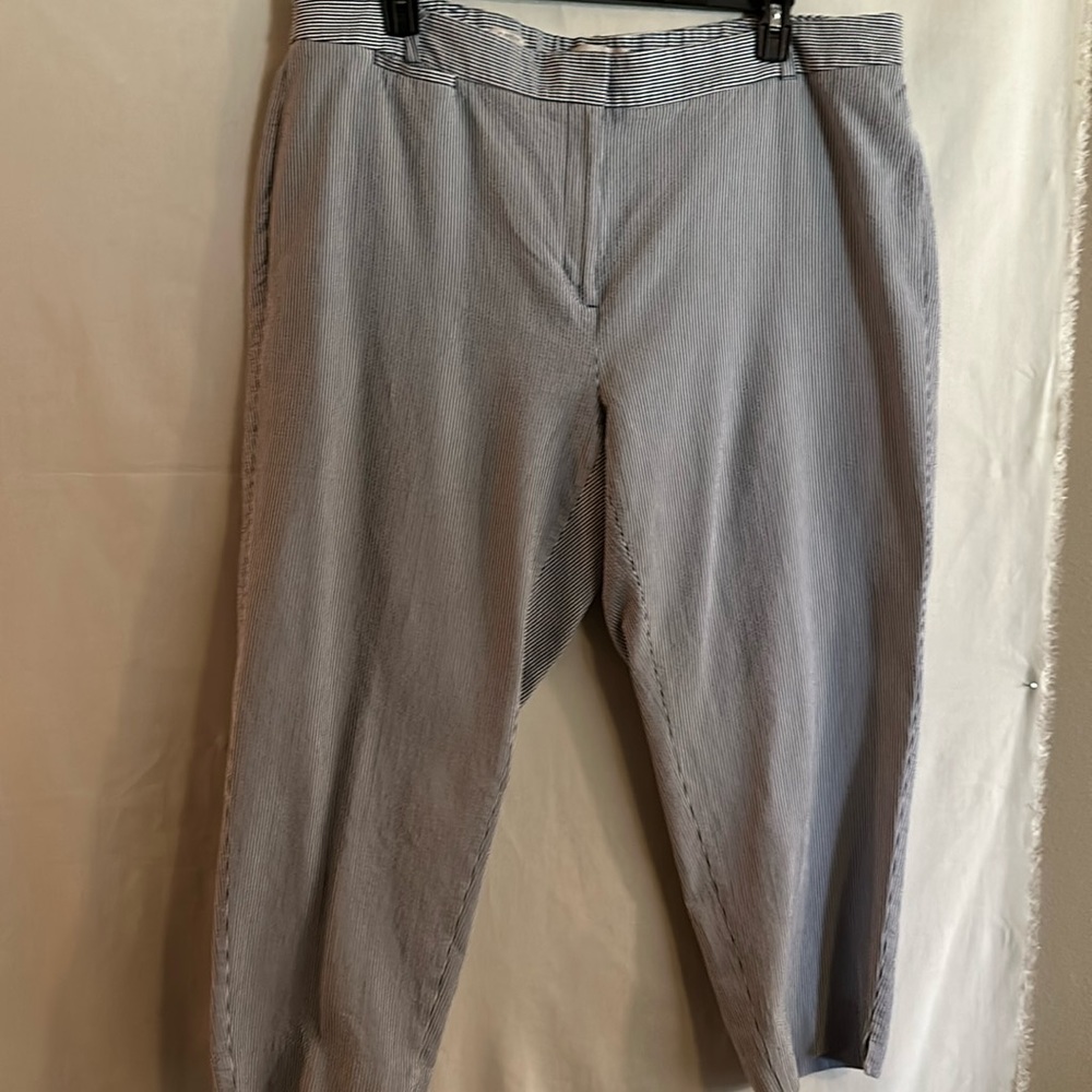 Talbots Light Blue & White Pinstripe Capris